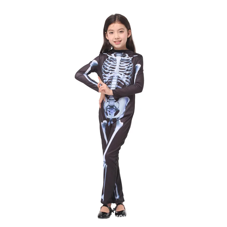 Halloween Carnival Cosplay Costumes Skeleton Costumes for Kids Boys Girls Children Halloween Anime Party Fancy Jumpsuits