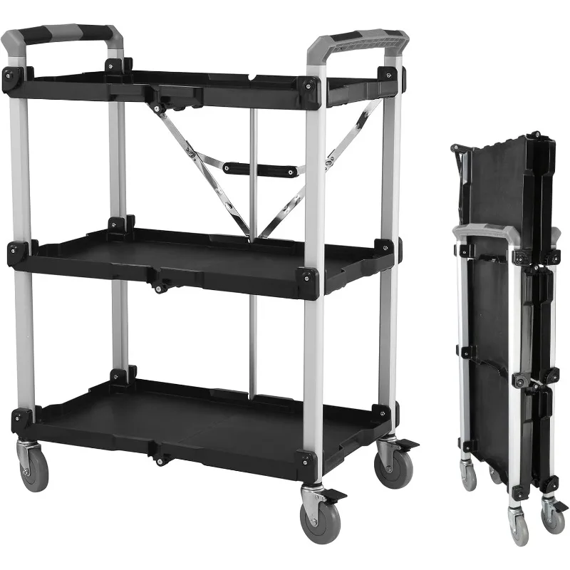 home.85-189 Pack N Roll Collapsible Service Cart, XL, 300LB Capacity, Black