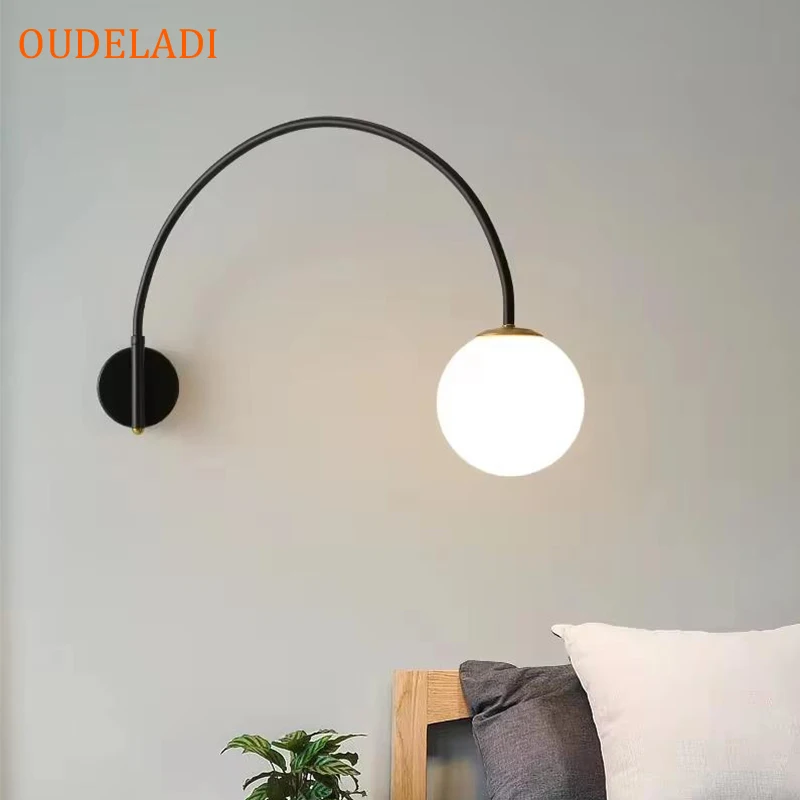 

Nordic Bedside Wall Lamp Modern LED Living Room Dining Room Long Rod Fishing Multifunctional Rocker Sofa Light With Switch