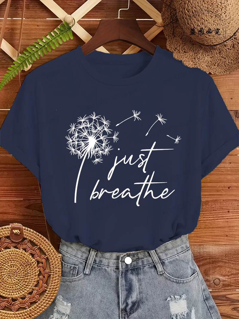 Just Breathe T-Shirts, Meditation Shirt,Mental Health T-Shirts, Dandelion Shirt, Gift for Yoga Lover, Motivational Tops Tees