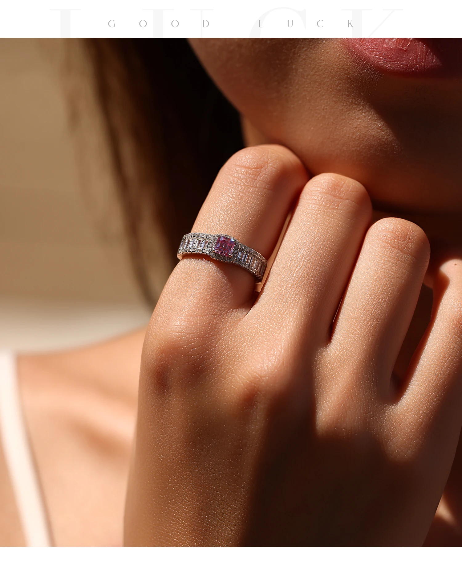 MODIAN 0.4CT Light Pink Moissanite Ring 925 Sterling Silver Luxury Asscher Cut Lab Diamond Finger Ring For Women Fine Jewelry