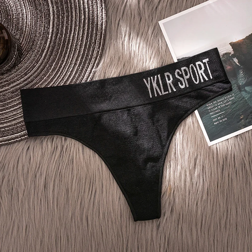 Seamless Soft Underwear Pure Color Wide-waist Cotton Crotch Women Thong Letter Panties Sexy Briefs G-String Women Underwear