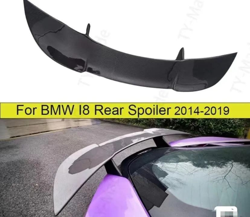 

For BMW i8 2014-2019 Style Real Carbon Fiber Gloss Black Rear Roof Spoiler Wing Trunk Lip Boot Cover Car