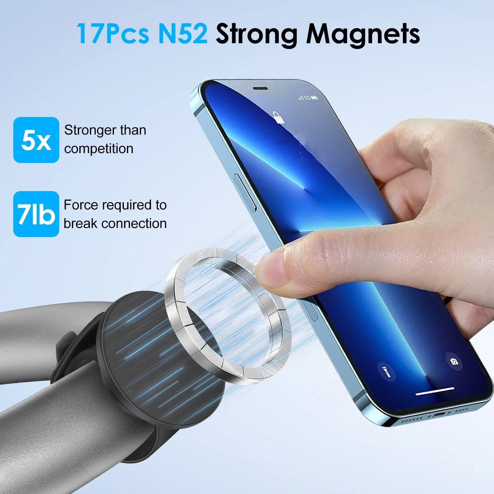 Magnetic Phone Holder with Strap 360 Rotation Universal Mount for Stroller Gym Bike