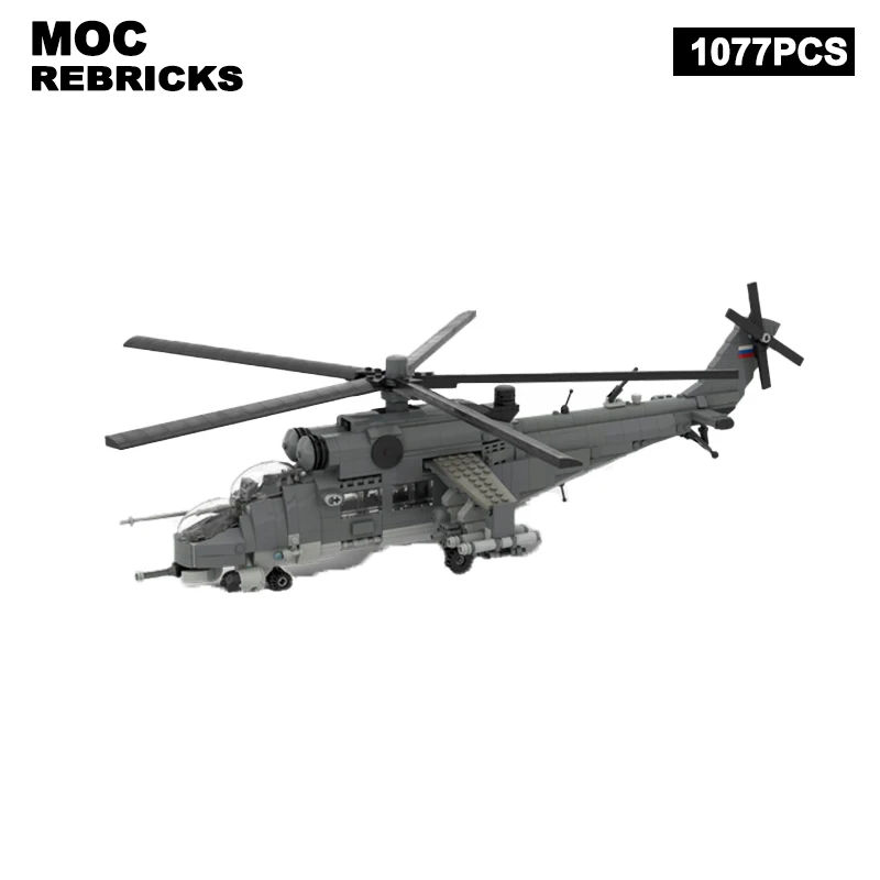 Serie militar rusa de la Segunda Guerra Mundial Mil Mi-35, combate de ataque de doble propósito, bloques de construcción MOC, bloques de modelismo, juegos de juguetes para niños