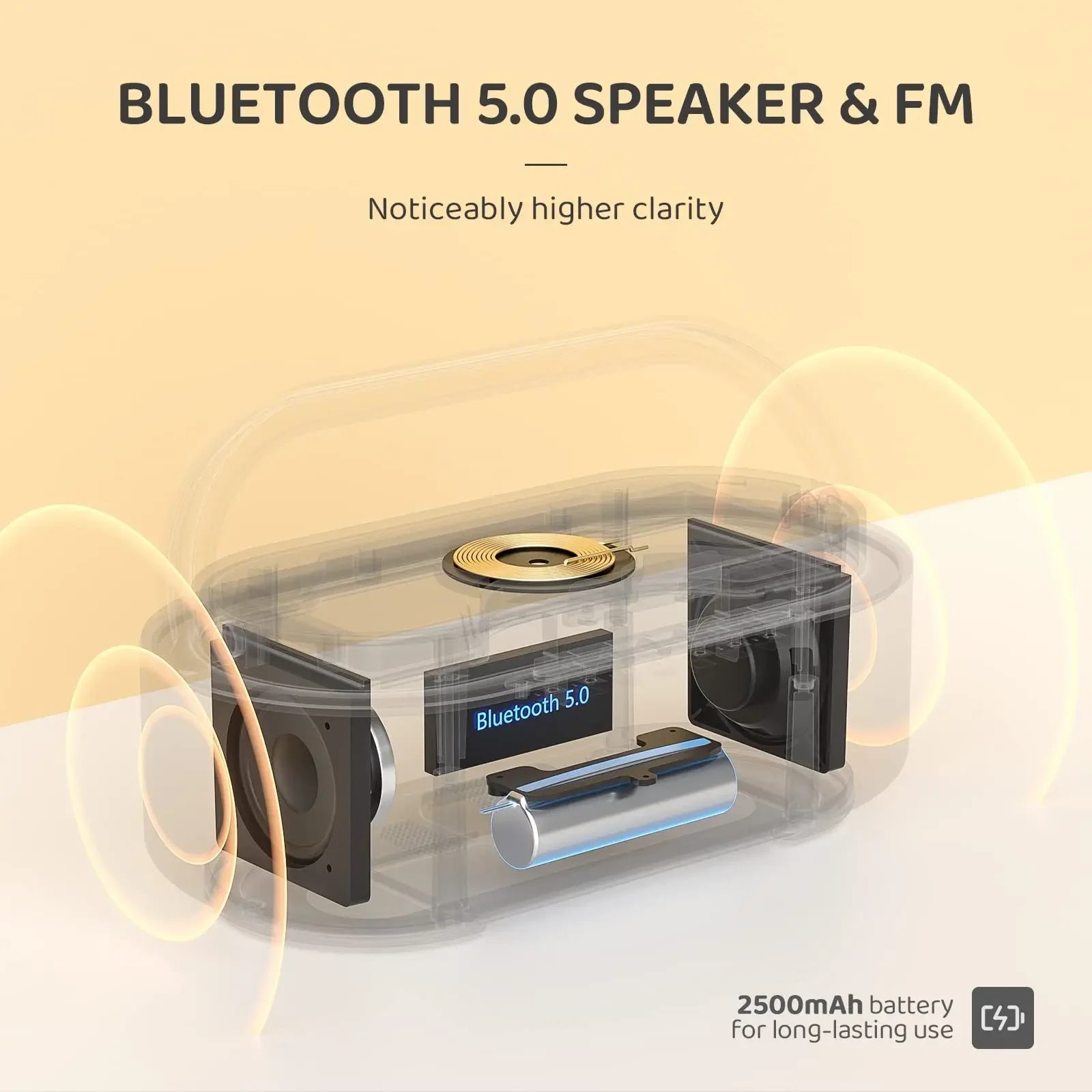 2024 Newest Wooden Bluetooth Speaker with Digital Alarm Clock Wireless Charger FM Clock Radio Adjustable LED Night Light Home