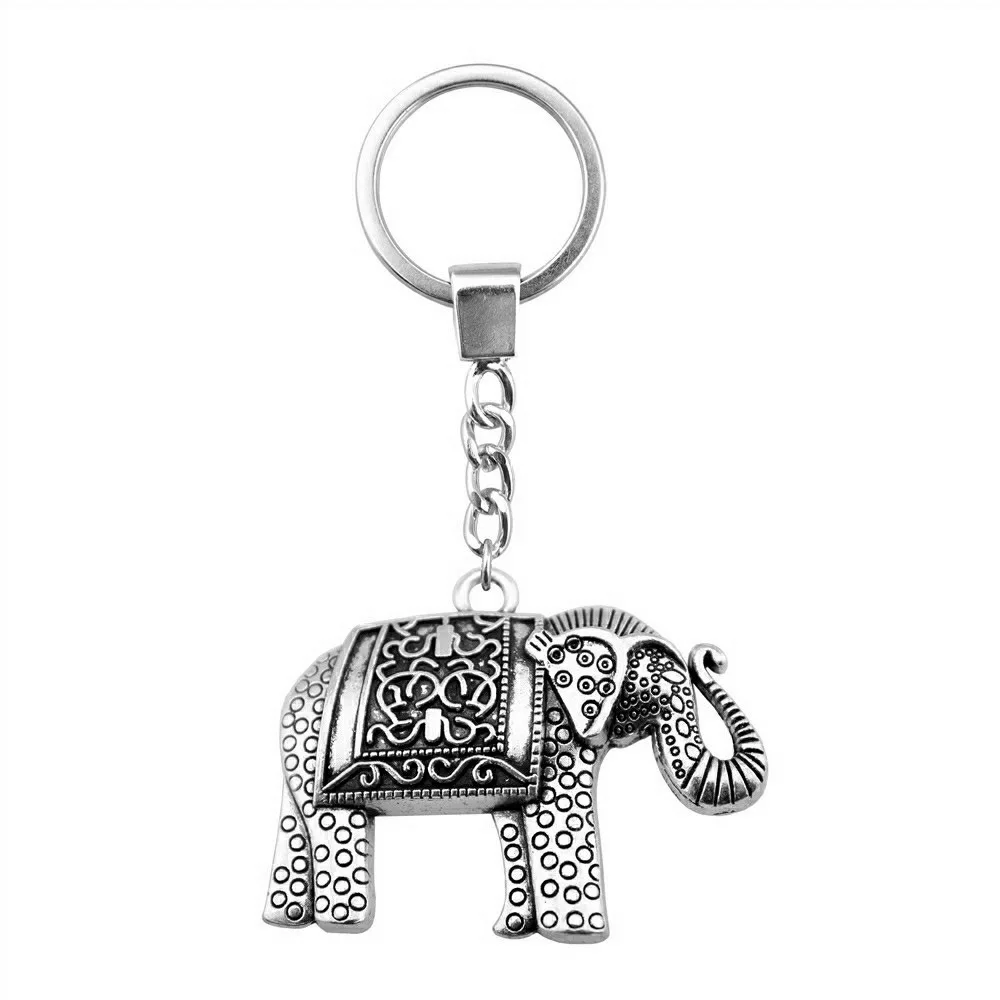 Dropshipping Souvenirs Gift Men Keychain 2 Colors 38x48mm Elephant Pendant Keyring