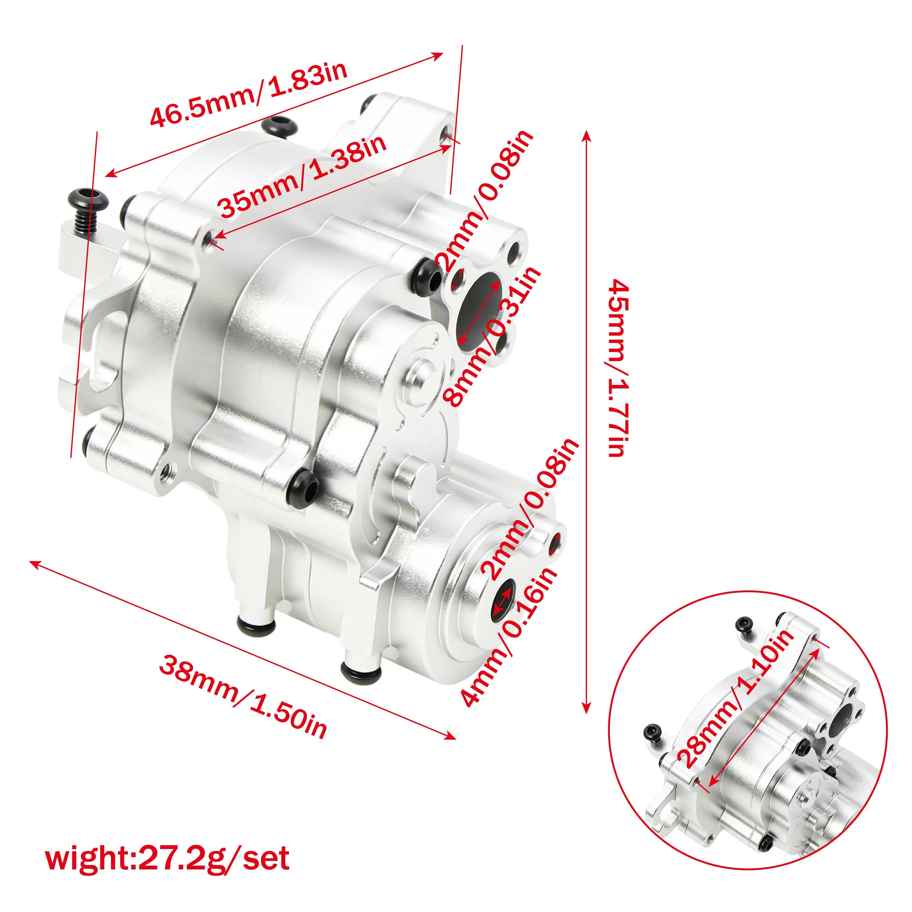 H18P CNC Aluminum Gearbox Housing Transmission Case Shell for MJX Hyper Go H18P 1/18 RC Crawler Upgrade Part - view 6