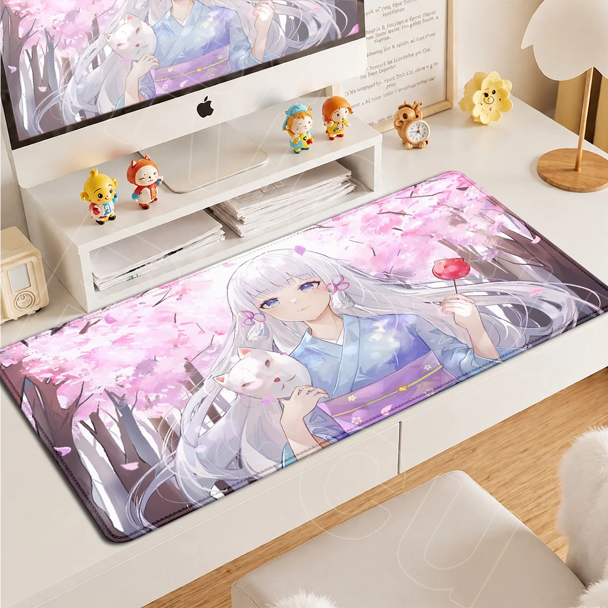 

Game Genshin Impact Cute Girl Kamisato Ayaka Mouse Pads Large Office Keyboard Desk Mats PC Rubber Non-slip Accessories 900x400mm