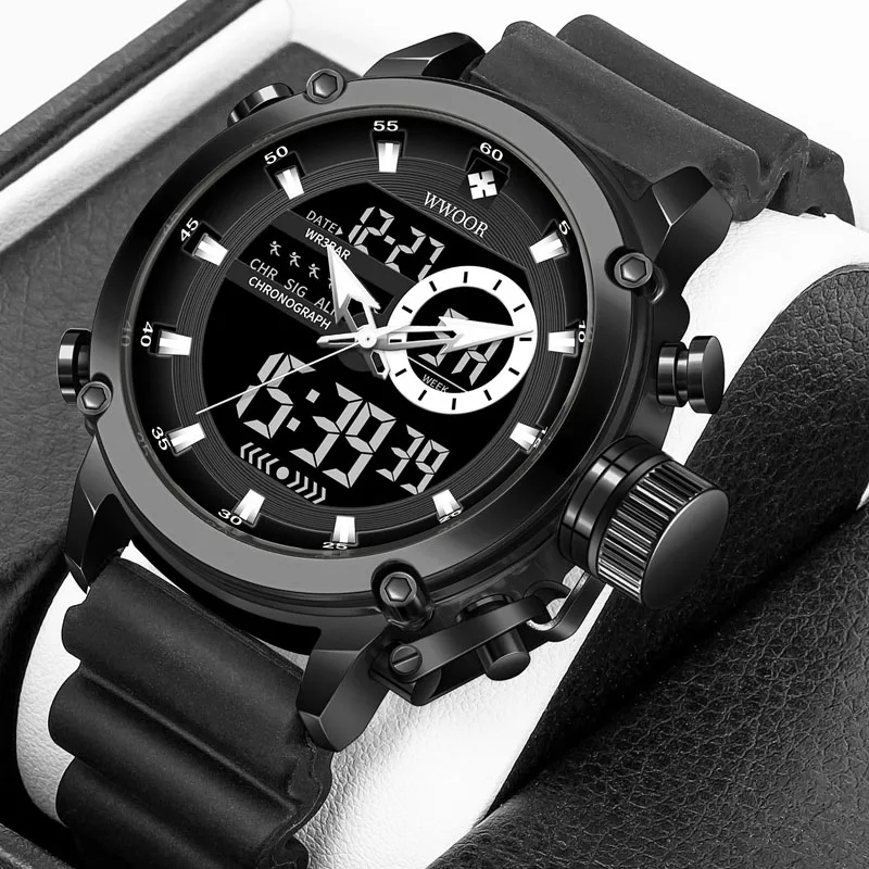 WWOOR New Luxury Men\'s Watches Luminous Sport Male Waterproof Military Quartz Wristwatch Fashion Casual Watch For Men Date Clock