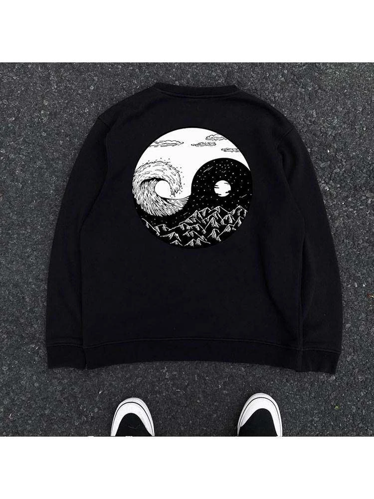 Tai Chi Diagram Top Crewneck Sweatshirt 380g Heavyweight Unisex Men Women Casual College Style Fun Pure Cotton Pullover Daily