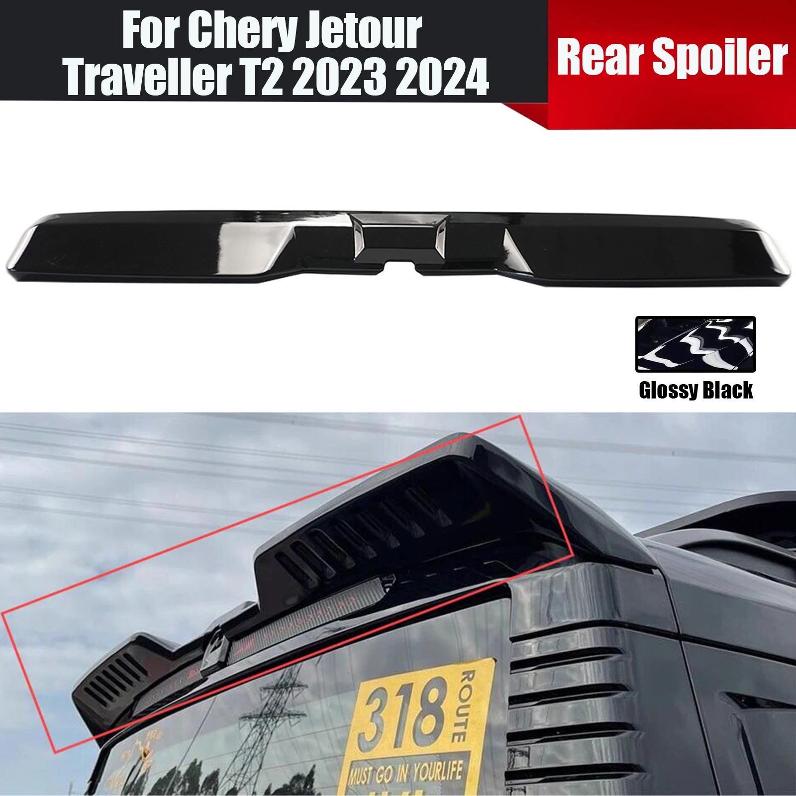 

Car Rear Spoiler Body Kit For Chery Jetour Traveller T2 2023 2024 Accessories Tail Wing Diffuser Trunk Lip Splitter Glossy Black