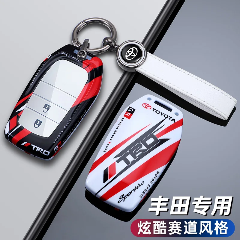 Racing Style Design Car Key Case For Toyota Land Cruiser 200 300 Prado Crown TLK 200 Yaris Cross Hilux Innova Fortuner Camry 55