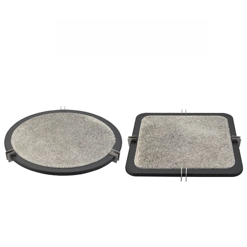 

Simple gray horsehair leather tray, bedroom aromatherapy tray, storage tray creative ornaments