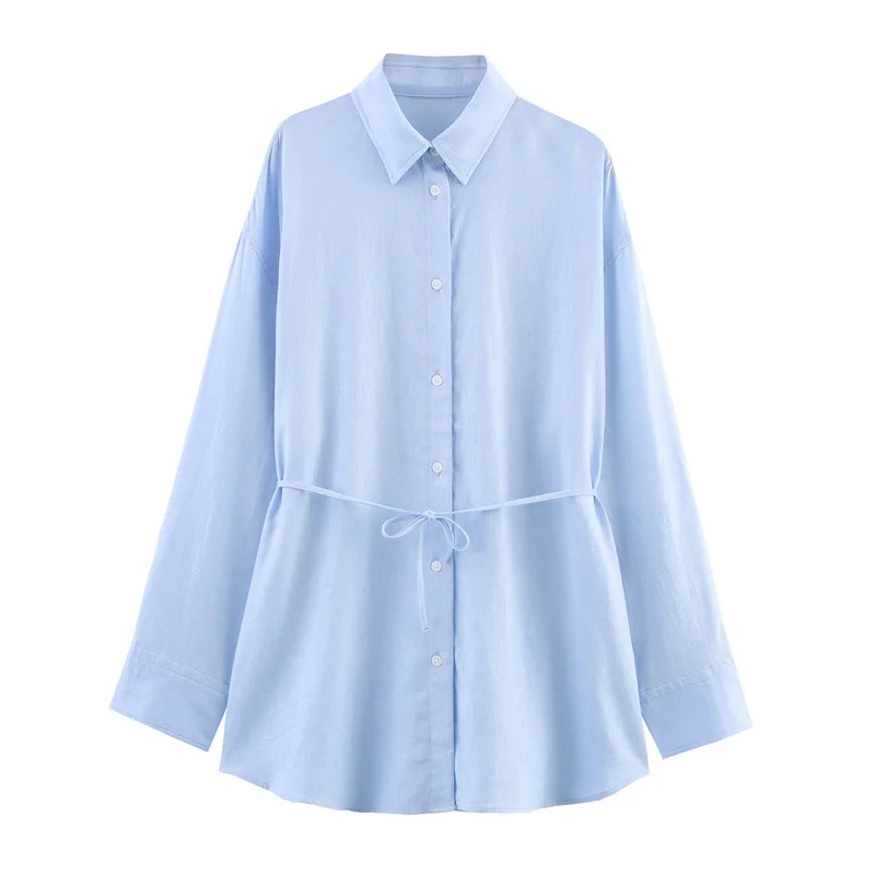 SuperAen 2025 봄 코튼과 린넨 꽃 무늬 긴팔 셔츠 한국 캐주얼 탑 여성 셔츠