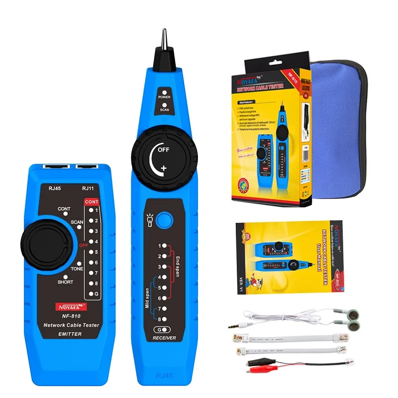 NOYAFA NF-810 Network Cable Tester Kit Multi Function Wire Tracker Wiremap PoE Ethernet Testing for RJ11 RJ45 CAT5 CAT6 Cables