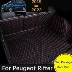 Leather Waterproof Car Trunk Mat For Peugeot Rifter 2019 2020 2021 2022 Cargo Liner Carpet Interior Parts Accessories Cover
