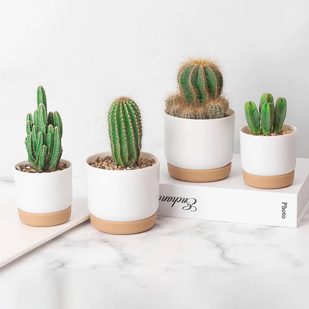 

Plant Pots With Saucers Auto Absorber Flowerpot Garden Round Double Layer Succulent Green Indoor Automatic Self-Watering