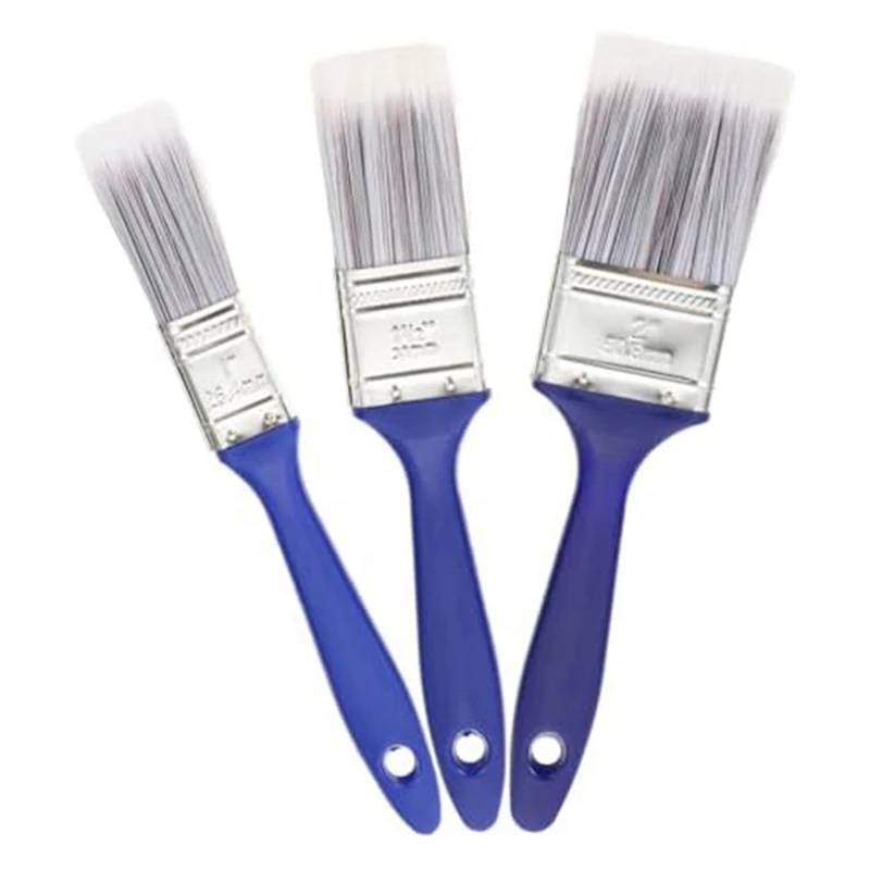 

3Pcs Blue Plastic Handle Brush Paint Brushes Bulk Glue Brush Varnishes Paint Brushes Wax Brush Flat Drawing Tool Nylon