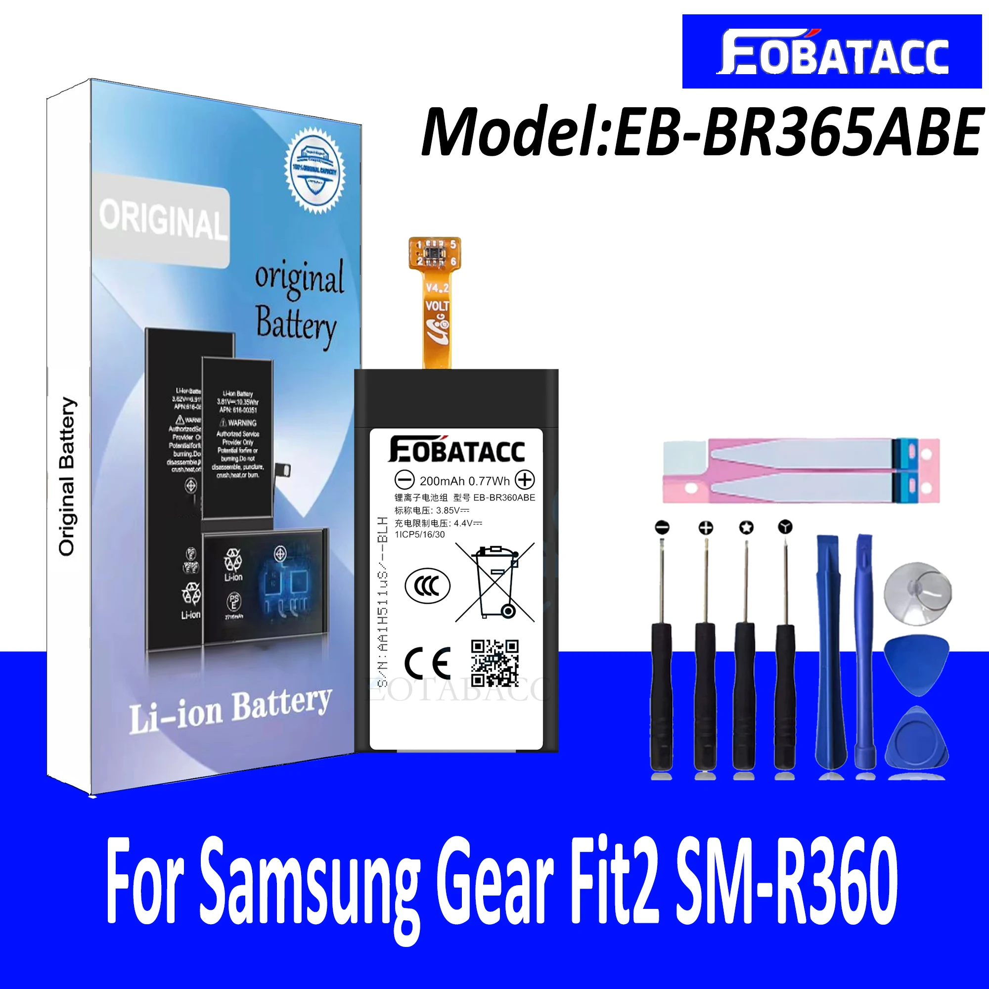 

EB-BR360ABE Battery For Samsung Gear Fit 2 SM-R360 SCH-R360 Smart Watch Replacement Batteria+ Free Tools