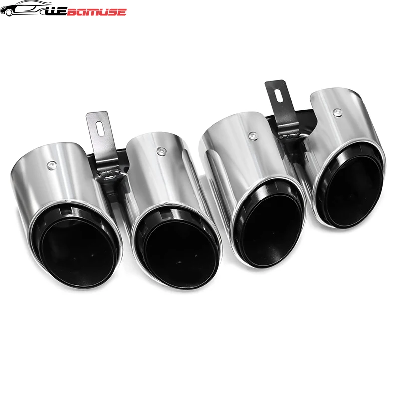 For Porsche Paramera 971 2017 to 2024 Exhaust Tailpipe Upgrade Four Outlet Stainless Steel Black Tip Muffler Exhaust System