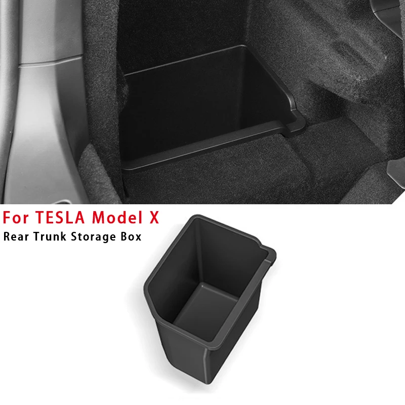 

For Tesla Model X Rear Trunk Storage Box TPE Car Side Organizer Tidying Storage Bucket Decoration Interior Accessories