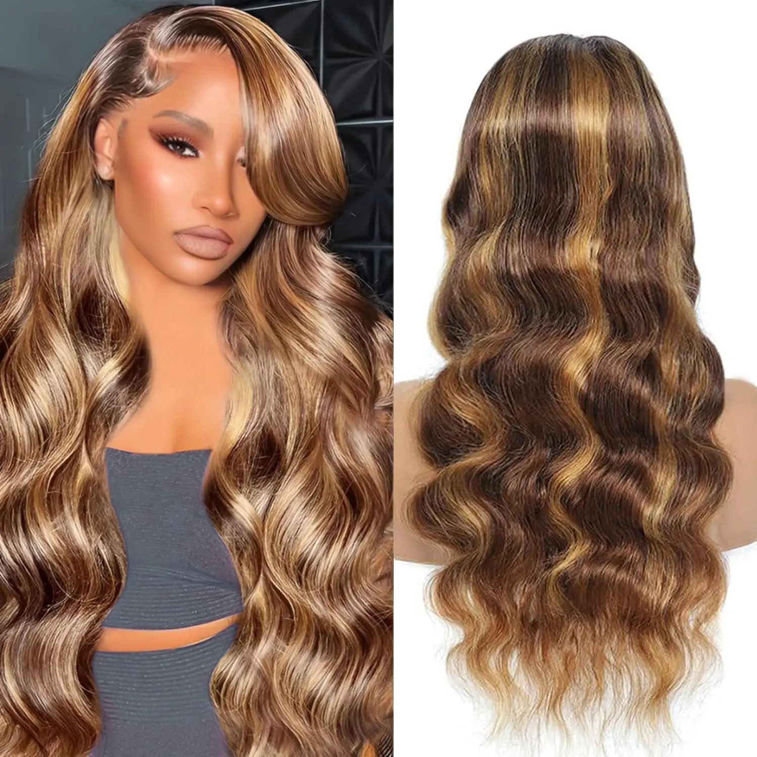 30 inch Highlight Lace Front Wigs Human Hair 13x4 13x6 Body Wave Hd Lace Front Wig Pre Plucked 4/27 Ombre Blonde Human Hair Wigs