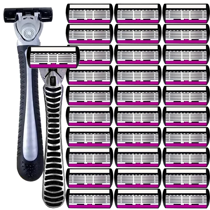 6-Layer Classic Razor, Razor Set, Stainless Steel Blade, Manual Safety Razor, Reusable Blade, Silicone Anti-Skid Layer