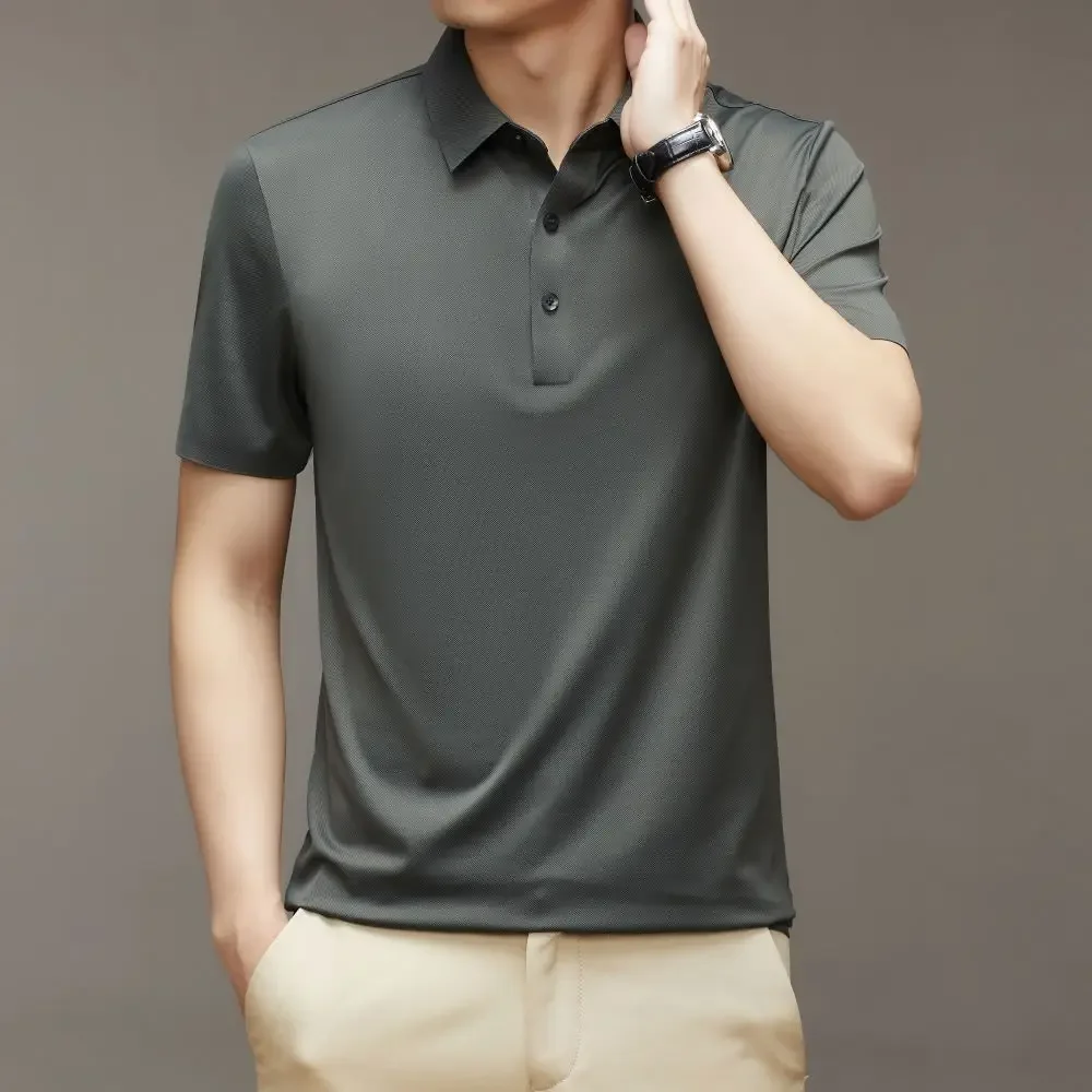 Men Clothing 2023 Summer New POLO-Shirt Low Key Comfortable Atmosphere Short Sleeve Business Casual Simple Tops W5581