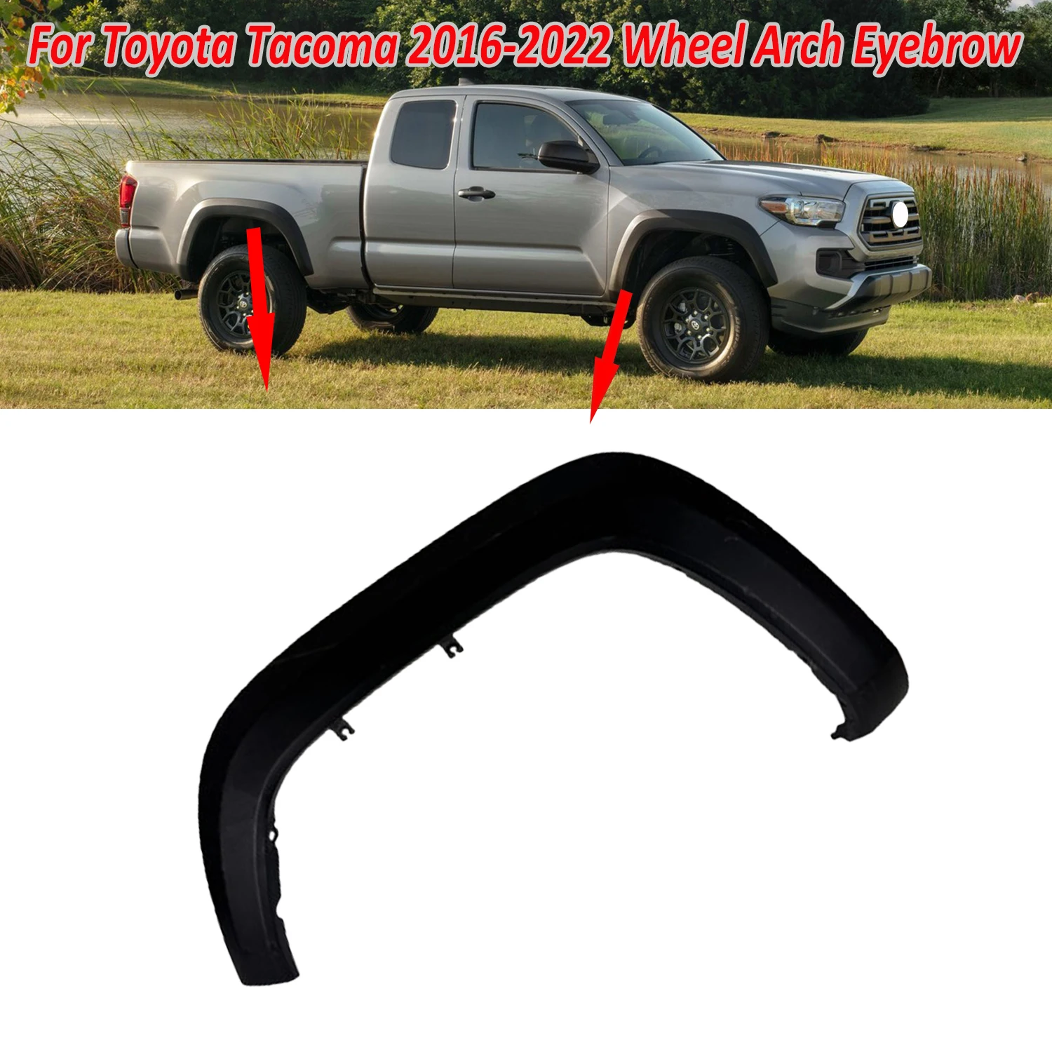 Auto Left&Right Wheel Arch Trim Eyebrow Fender Flares for Toyota Tacoma 2016 2017 2018 2019 2020 2021 2022 Double Cabin Mudguard