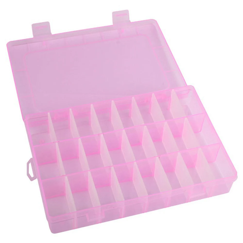 24 Grids Compartment Plastic Storage Box Screw Holder Case Organizer Necklaces Pearls Ring Jewelry Earring Beads Screw Container