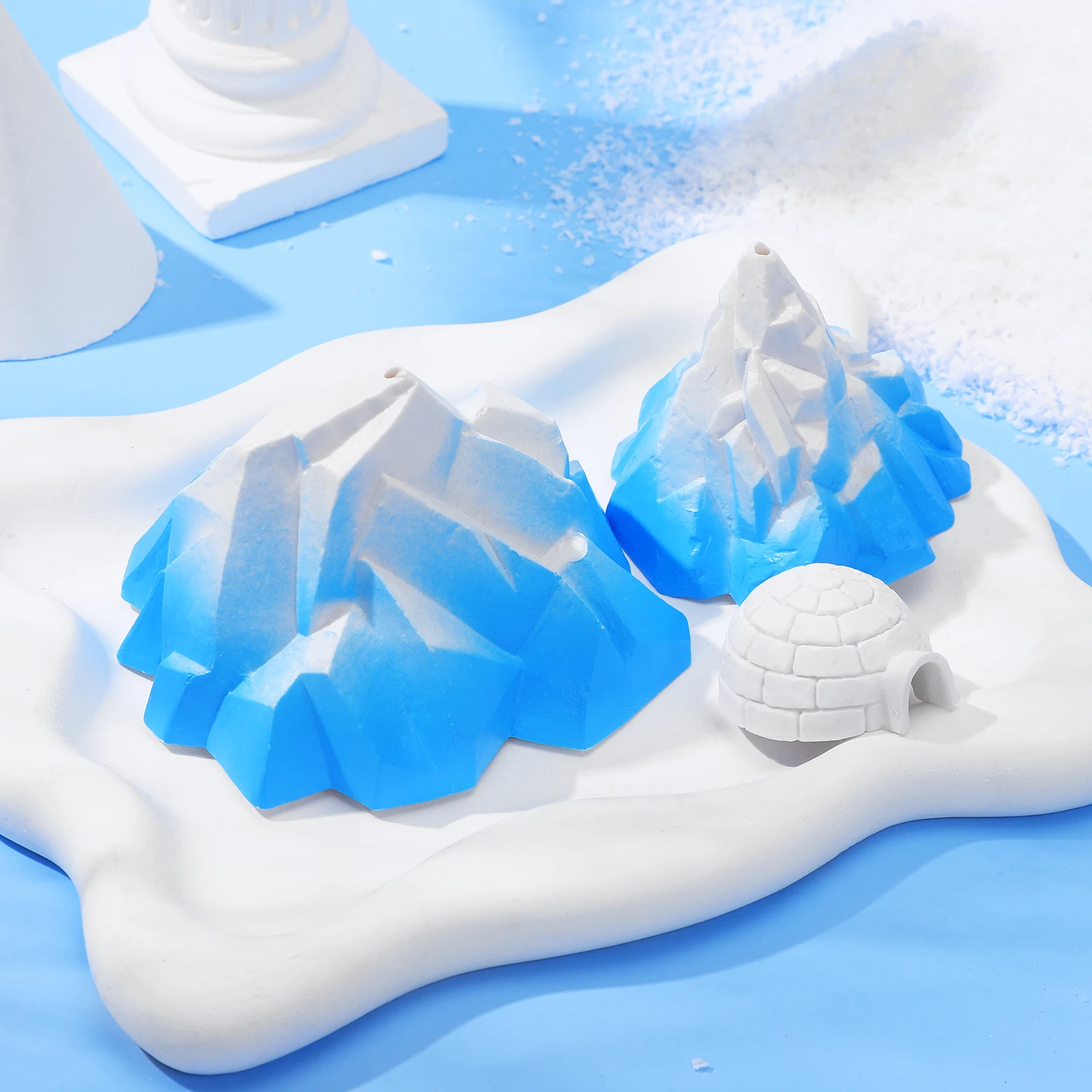

3pcs Miniature Arctic Scene Pvc Glacier Igloo Tiny Snow Mountain Underwater Iceberg For Micro Landscape Aquarium Garden Sand