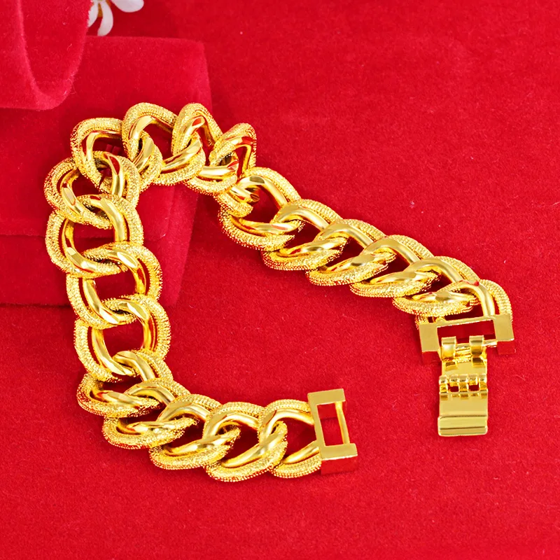 Fashion 22k Yellow Gold Bracelet Jewelry for Women Wedding Engagement Statement Bracelets Gold Bangles Girlfriend Gifts