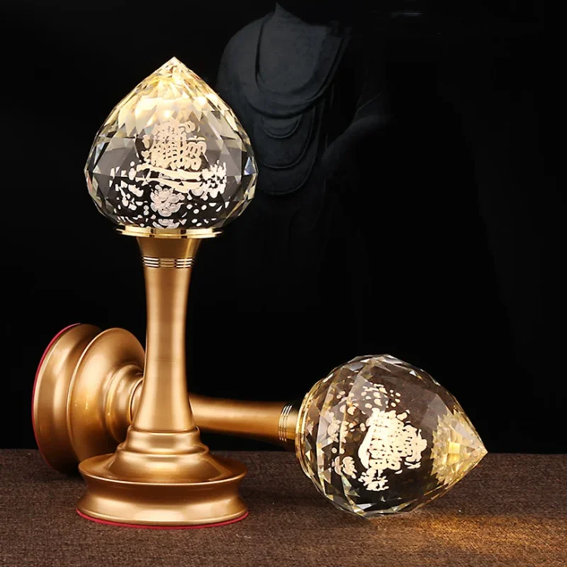 

Household Crystal Ball Lotus Lamp, LED Buddha Supply Lamp, Decoration, Feng Shui, Eternal Light of Buddha Hall, Power Plug, 1pcs