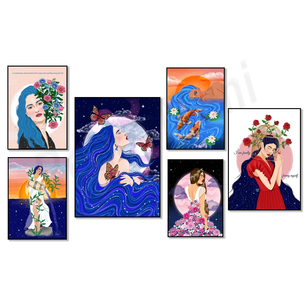 The Art of Happiness, Ocean Goddess, Moonlight Affirms Bohemia, Release Yourself Inspirational Quotes, Affirmation Poster,