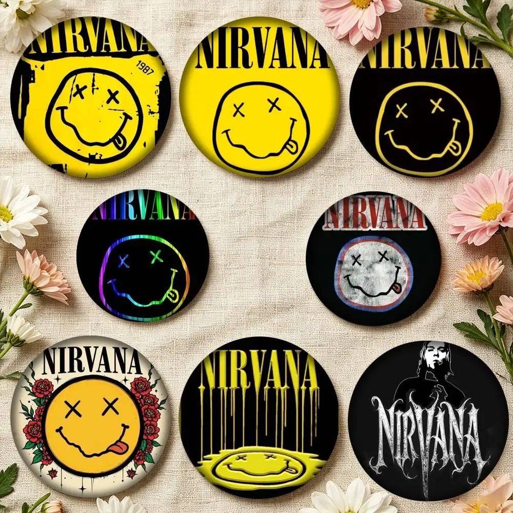 N-NirvanaS Logo 25 32 44 58 75mm Badges Personalized Round Brooches Pins Accessory Gift