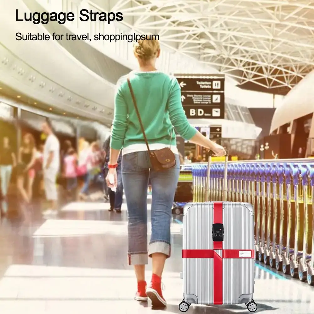 Adjustable Travel Suitcase Band Luggage Suitcase Rope Straps TSA Password Customs Lock Luggage Cross Belt Travel Accessories