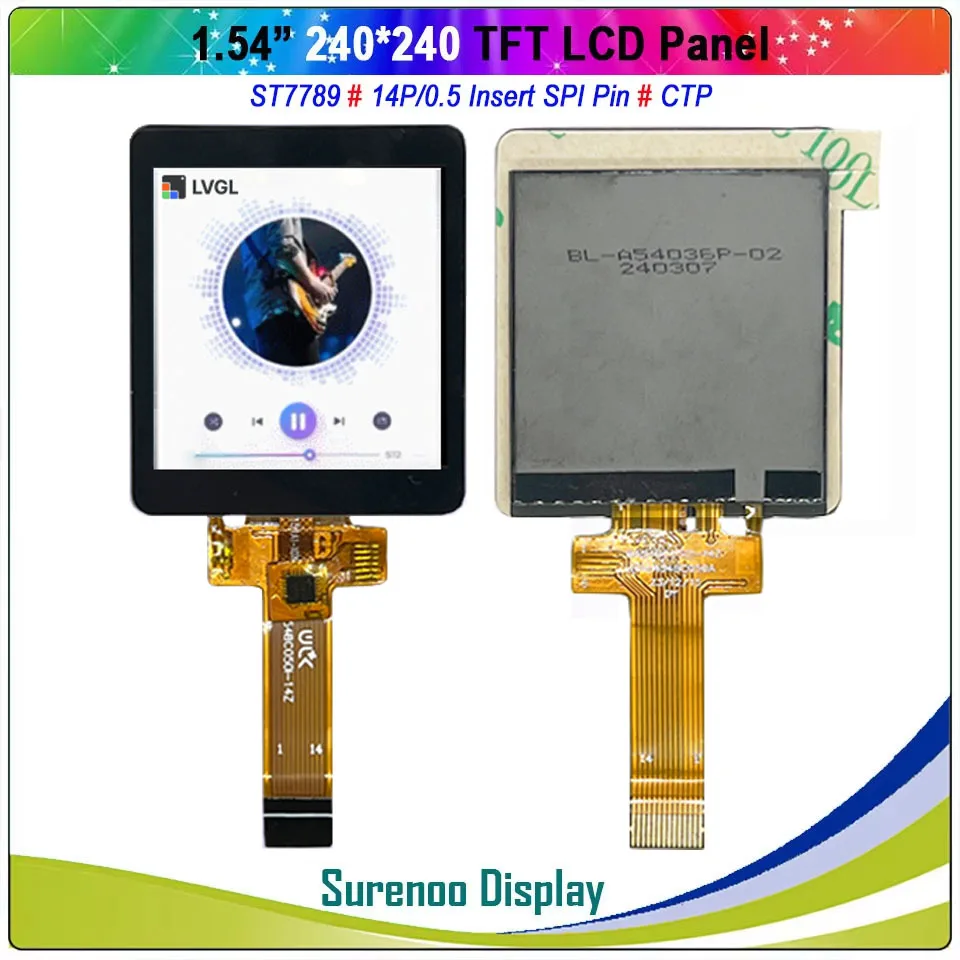 1.54" inch 240*240 Serial SPI IPS TFT LCD Module Display Screen Panel LCM Build-in ST7789 Driver Capacitive Touch Panel CTP