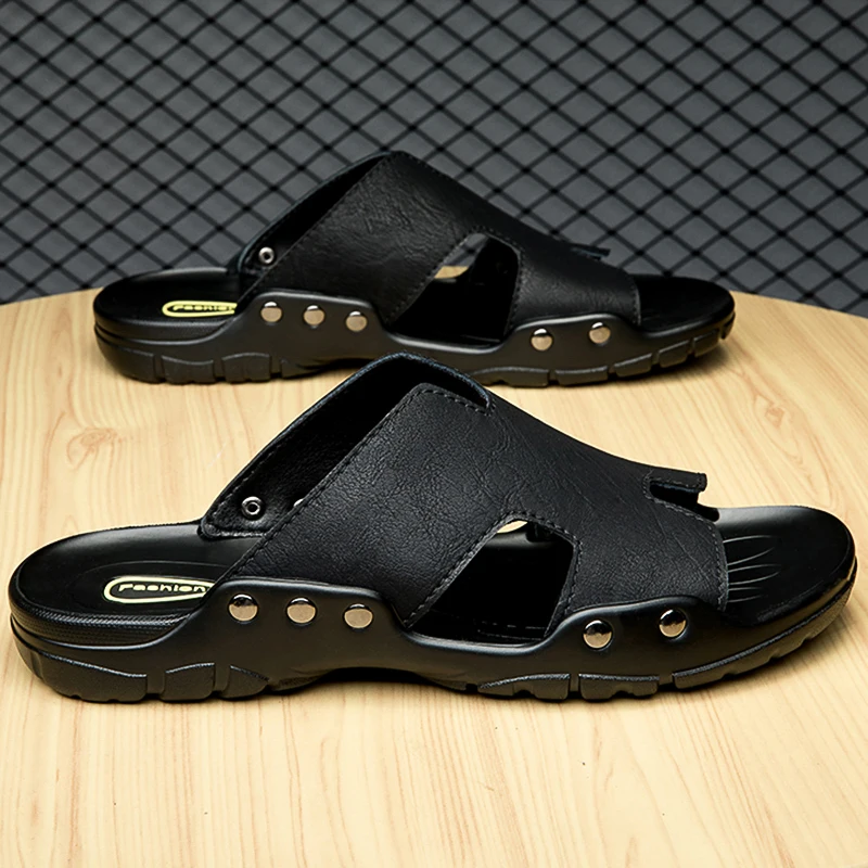 Men Sandal Slippers leather Summer Sneaker   Slippers Men Slides Soft Eva Slippers Casual Beach Shoes men big size 4849505152