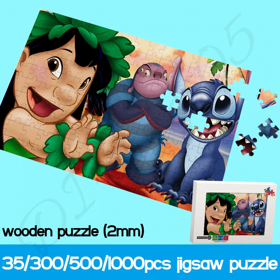 Lilo & Stitch Puzzles for Kids and Adults Disney Classic Cartoon Animation 35 300 500 1000 Pieces of Wooden Jigsaw Puzzles Toys