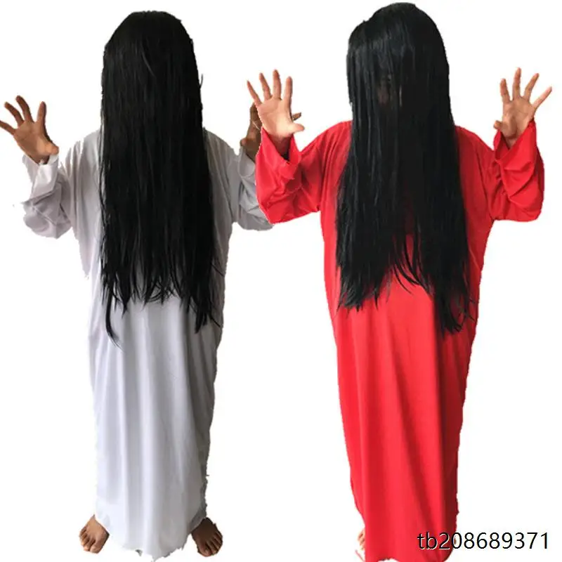 Fsia de loween para Performance Cosplay Fsia de Fsma Branco e Vermelho para Mulheres Acórios de Palco Vestu...