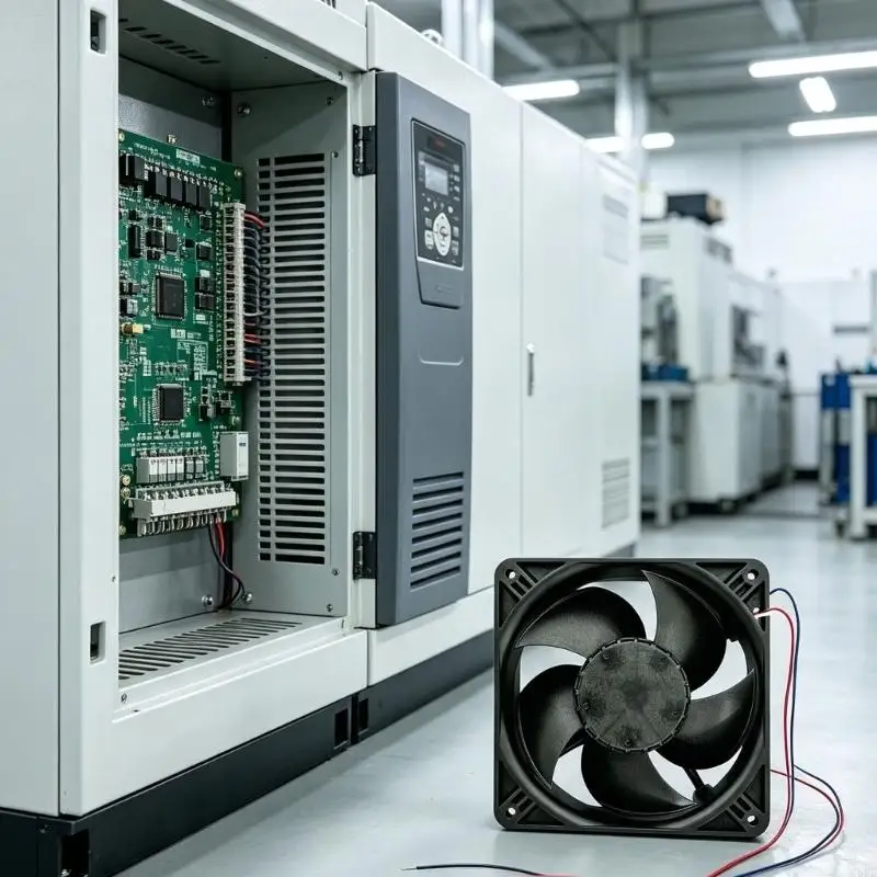 J6PE Single 24V Ventilation Fan for 4414M Equipment Maintenance, Plastic Housing Cooling Replacement, Approx. 120 mm Size, Fan