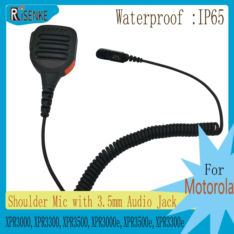 

RISENKE-Shoulder Mic for Motorola,Radio Microphone with 3.5mm Audio Jack,IP65,XPR3000,XPR3300,XPR3500,XPR3000e,XPR3500e,XPR3300e