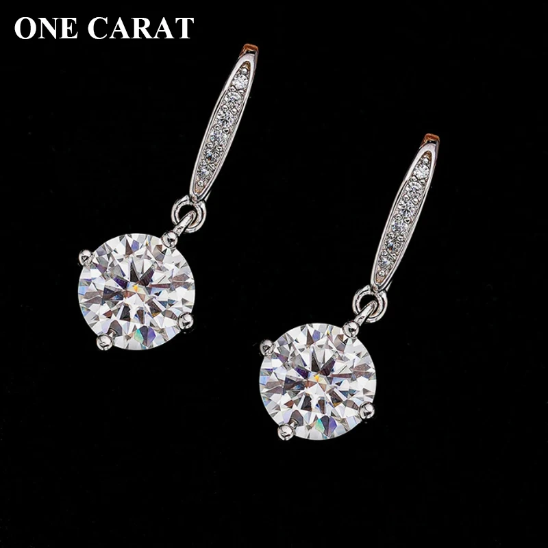 

Женские серьги-капли с муассанитом ONE CARAT, стерлинговое серебро 925 пробы, блестящая круглая огранка, сверкающий камень, элегантный ювелирный подарок