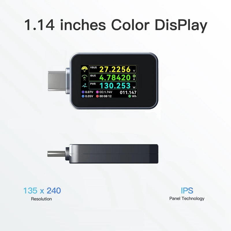 HFES C240 USB-C portabel PD Digital Power Meter Tester mendukung 240W PD3.1 QC5.0 USB C Voltmeter untuk telepon Laptop alat uji