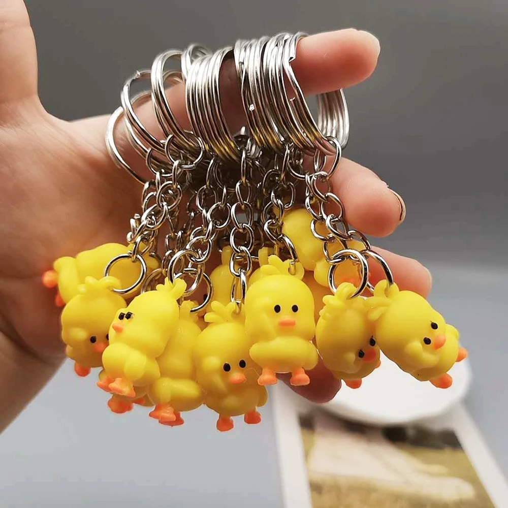 Mini Cute Little Yellow Duck Cartoon Key Rings Keychain Key Chain Pendant