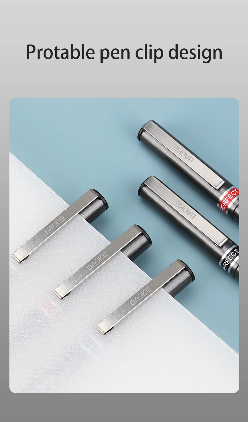 BAOKE Schnelltrocknende Flüssig-Tintenroller, 0,38mm/0,5mm/0,7mm Feine Spitze, Schwarz/Rot/Blau, für Büro und Schule – Detail 8