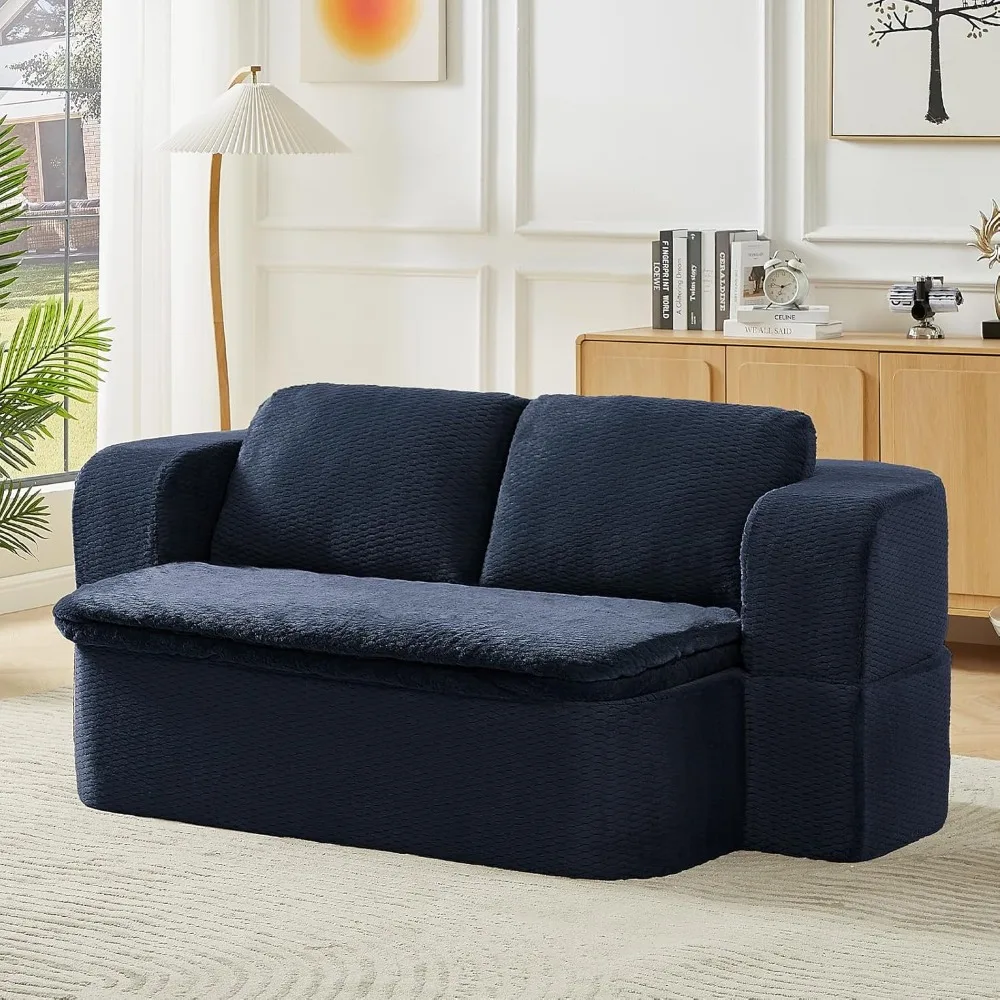 Диван-кровать-футон из пены с эффектом памяти, полноразмерный, раскладной, одеяло из искусственного меха в комплекте, удобный напольный диван-кровать