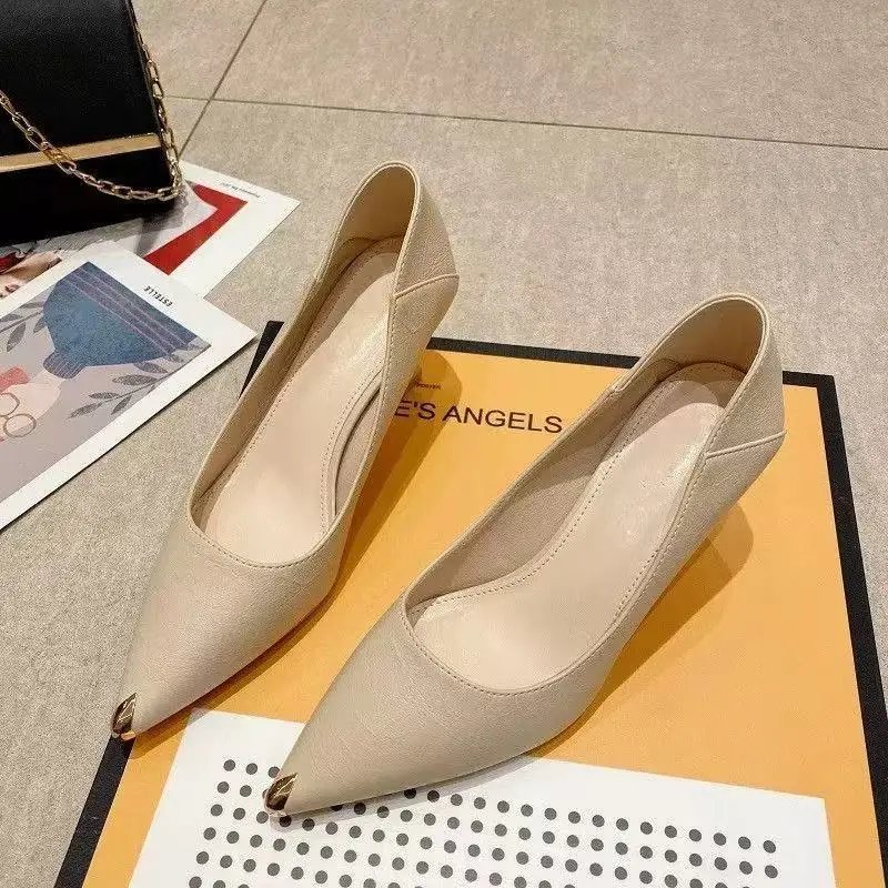 Fashionable Pointed Toe High Heels Spring Summer Work Shoes Comfortable Long Wear Thin Heel Professional Commute Single Shoes