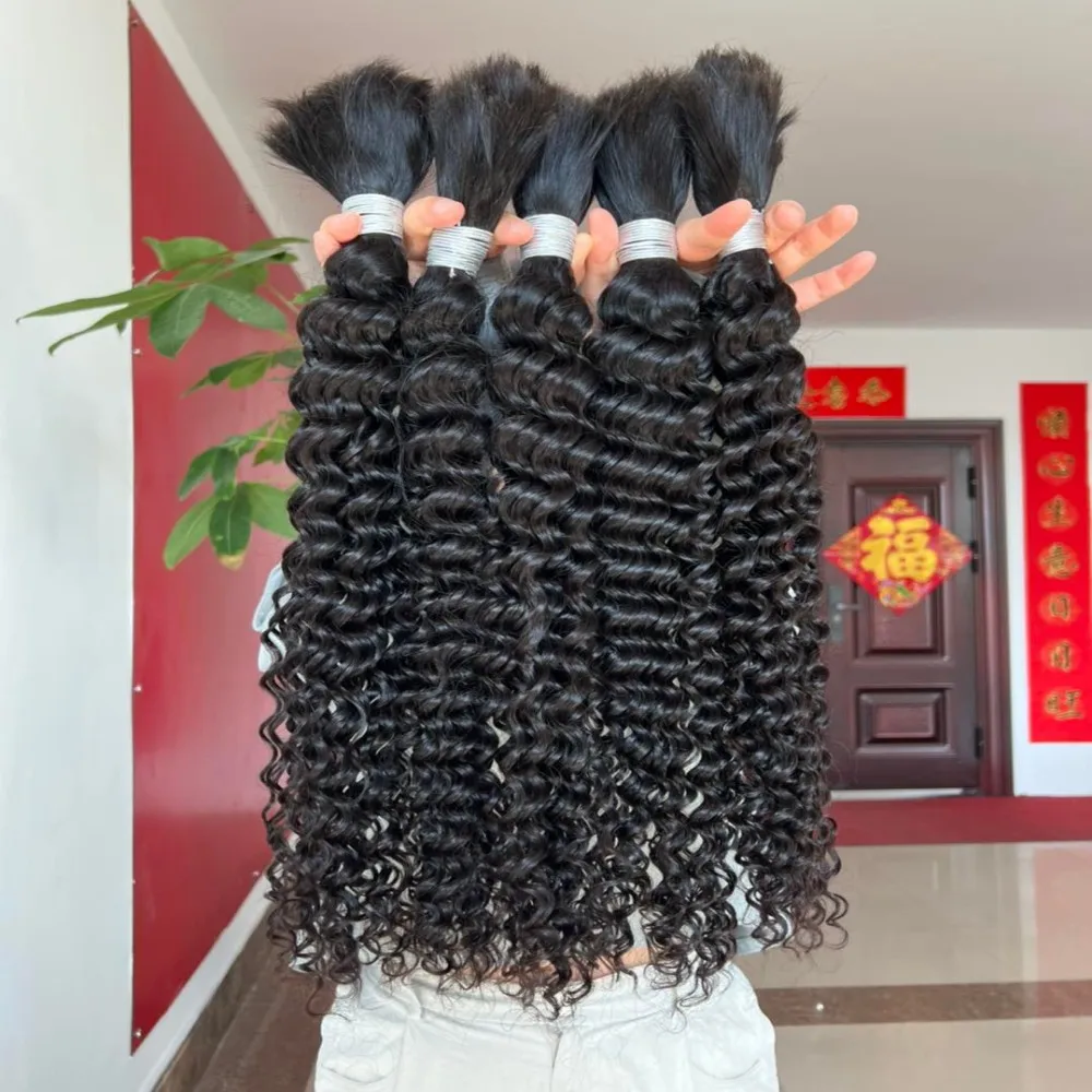 

Натуральные волосы Deep Wave для плетения косичек, 22 дюйма, 100% человеческие волосы без трессов, для влажного плетения и создания волн